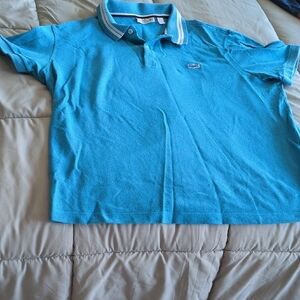 GUC Lacoste mens light blue short sleeves shirt, size 7 (XXL)